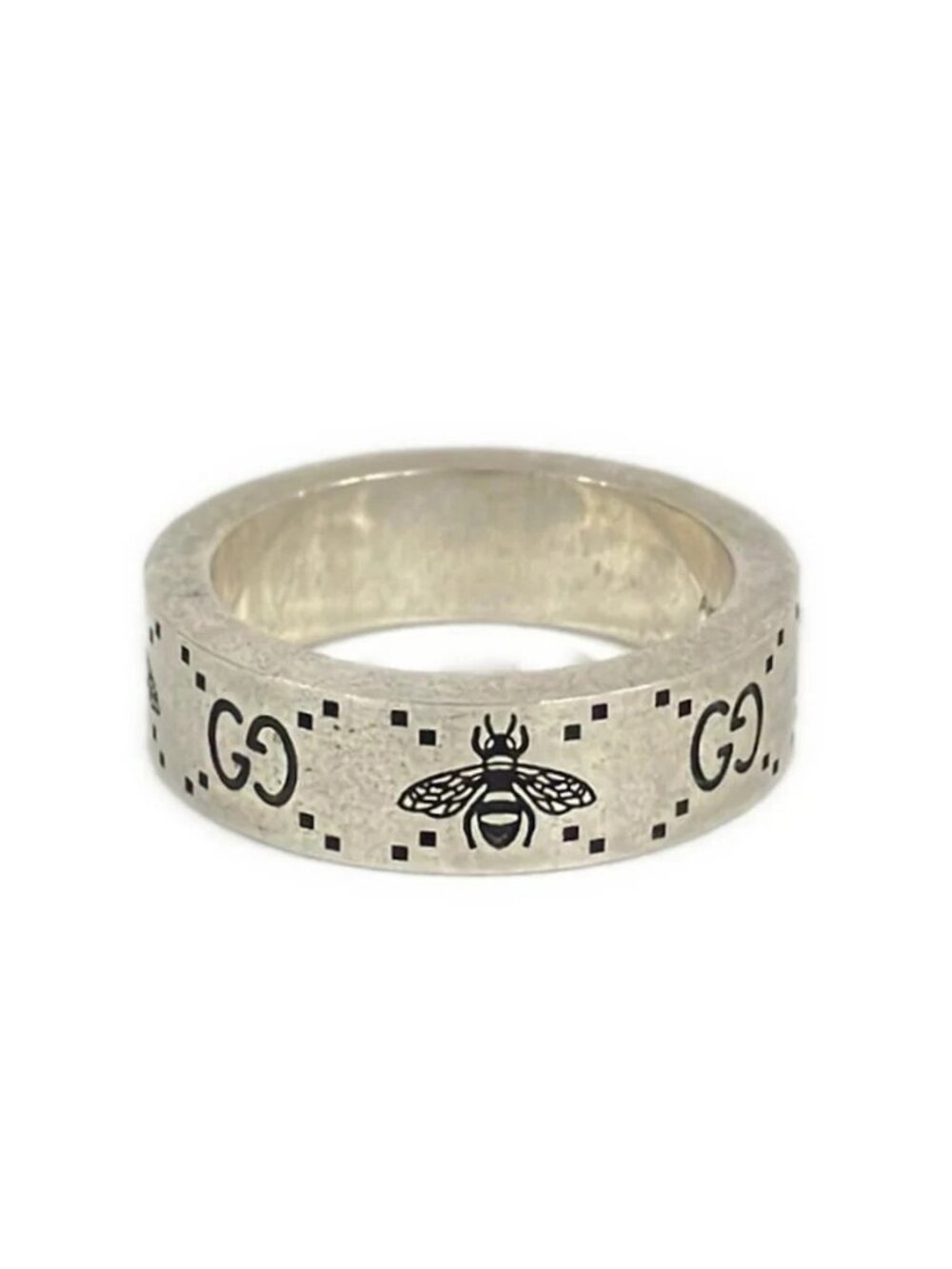 GUCCI GG Signature & Bee - Silver Ring